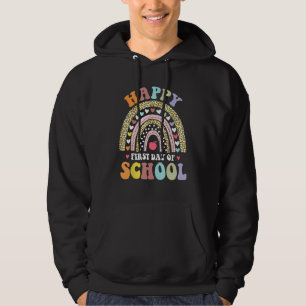 Happy First Day Of School Rainbow Leopard Teacher Hoodie
