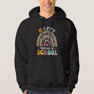 Happy First Day Of School Rainbow Leopard Teacher Hoodie