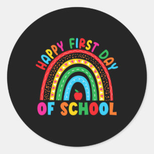 Happy First Day of School Teacher Back to School B Classic Round Sticker