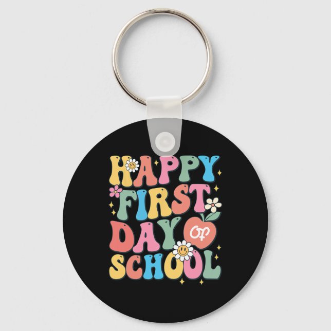 Happy First Day of School Teacher Boys Girls Back  Keychain (Front)