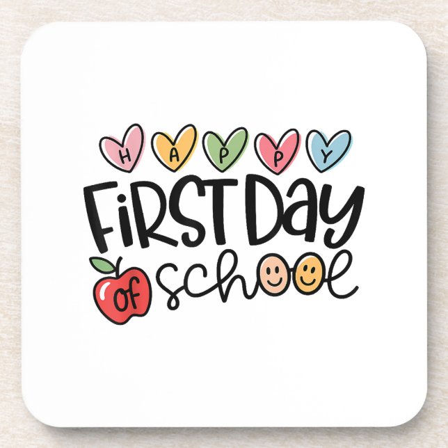 Happy First Day Of School Teacher Girl Kid Back To Coaster (Front)