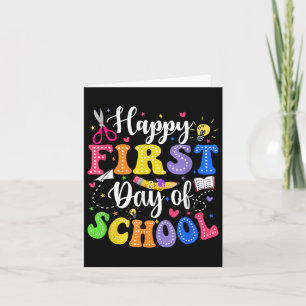 Happy First Day Of School Teacher Kids Back To Sch Card