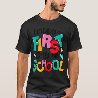 Happy First Day Of School Teachers Kids Boys Back  T-Shirt