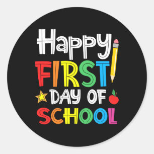 Happy First Day Of School Welcome Back To School Classic Round Sticker