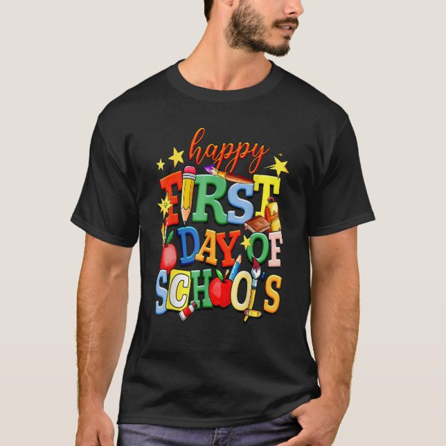 Happy First Day Of School Welcome Back To School K T-Shirt (Front)