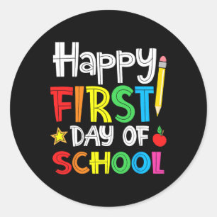 Happy First Day Of School Welcome Byck To School Classic Round Sticker