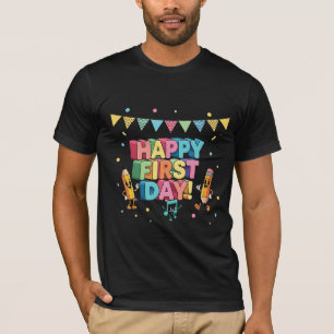 Happy First Day Retro School Mascot T-Shirt