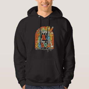 Happy First Day School Lunch Lady Life Groovy Back Hoodie