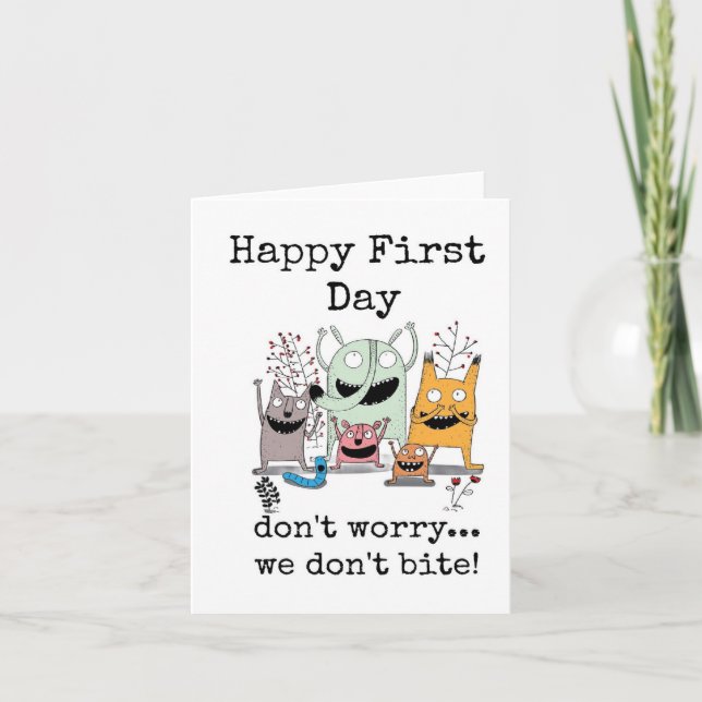 Happy First Day Work, We Don't Bite Card (Front)
