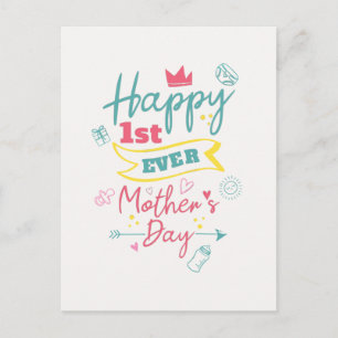 Happy First Ever Mothers Day Cute New Mom  Postcard