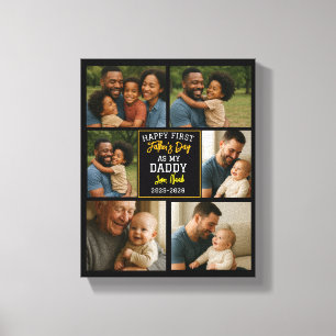 Happy First Father Day Personalized Photo Collage Canvas Print