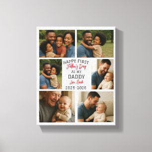 Happy First Father Day Personalized Photo Collage Canvas Print