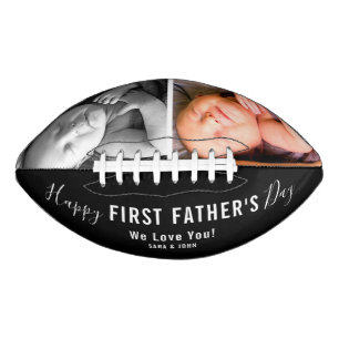 Happy First Father’s Day Black 2 Photos Name Football