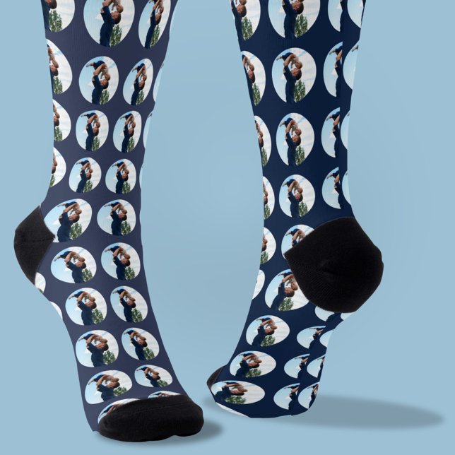 Happy First Father’s Day Custom Photo & Text Socks (Creator Uploaded)
