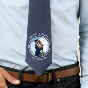 Happy First Father’s Day Custom Photo & Text Tie