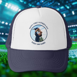 Happy First Father’s Day Custom Photo & Text Trucker Hat
