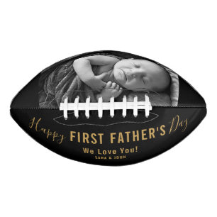 Happy First Father’s Day Modern Photo Black Name Football