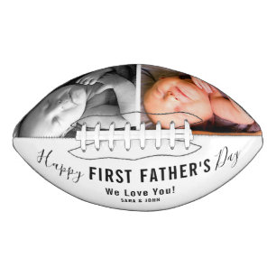 Happy First Father’s Day White 2 Photos Name Football