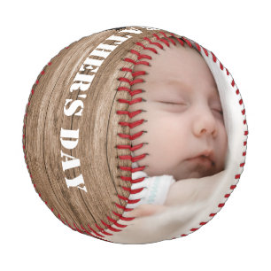 Happy First Father's Day 2 Photo Collage Wood Baseball