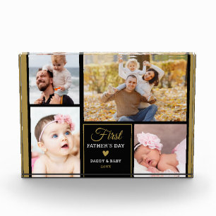 Happy First Father's Day 4 Photo Black And Gold