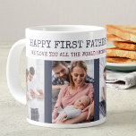 Happy First Fathers Day 4 Photo Large Coffee Mug<br><div class="desc">Say Happy First Father's Day with this personalized photo mug. The photo template is set up for you to add 4 of your favourite photos. You can also add your custom message, the year and edit the occasion if you wish. The wording currently reads "happy first father's day 20##" and...</div>