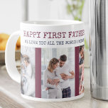 Happy First Fathers Day 4 Photo Maroon & Navy Large Coffee Mug<br><div class="desc">Personalized photo mug to say Happy First Father's Day. The photo template is set up for you to add 4 of your favourite photos. You can also add your custom message, the year and edit the occasion if you wish. The wording currently reads "happy first father's day 20##" and "we...</div>