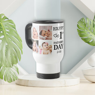 Happy First Father's Day 5 Photo Collage Travel Mug
