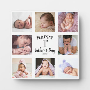 Happy First Father's Day 8 Photo Collage Plaque