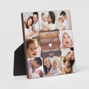 Happy First Father's Day 8 Photo Collage Wood   Plaque