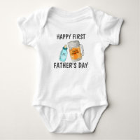 Happy First Father's Day Baby Bottle Beer Mug Name