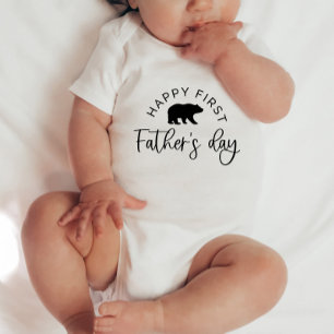 Happy First Fathers Day Bear - Baby Bodysuit