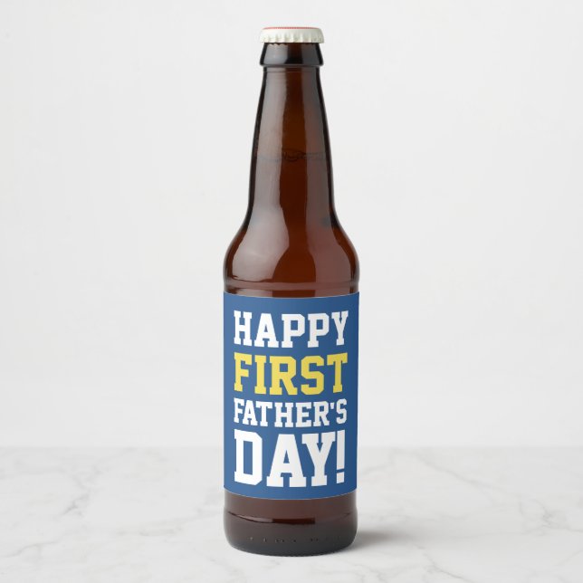 Happy First Father's Day Beer Label Gift for Dad (Front)