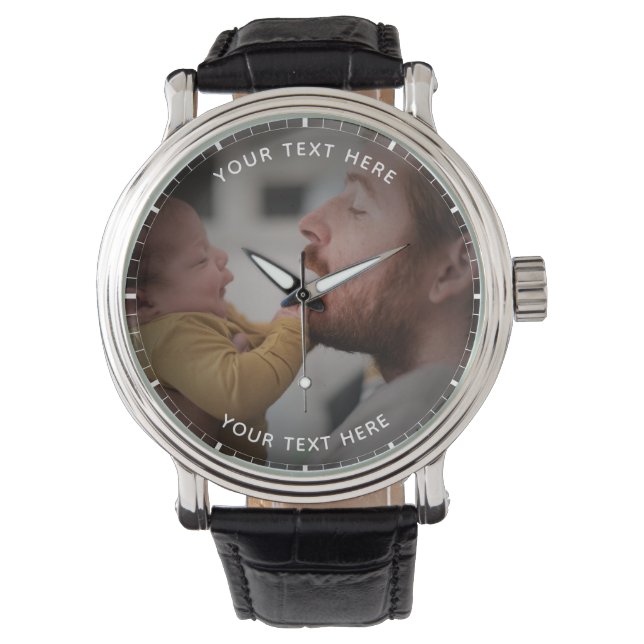 Happy First Father's Day Custom Message & Photo Watch (Front)