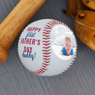Happy First Father's Day Daddy 2 Photo Grey Baseball