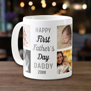 Happy First Father's Day Daddy 8 Photo Collage   Coffee Mug