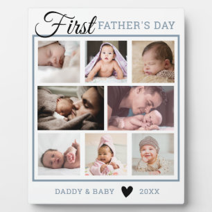 Happy First Father's Day New Dad 8 Photo Collage Plaque