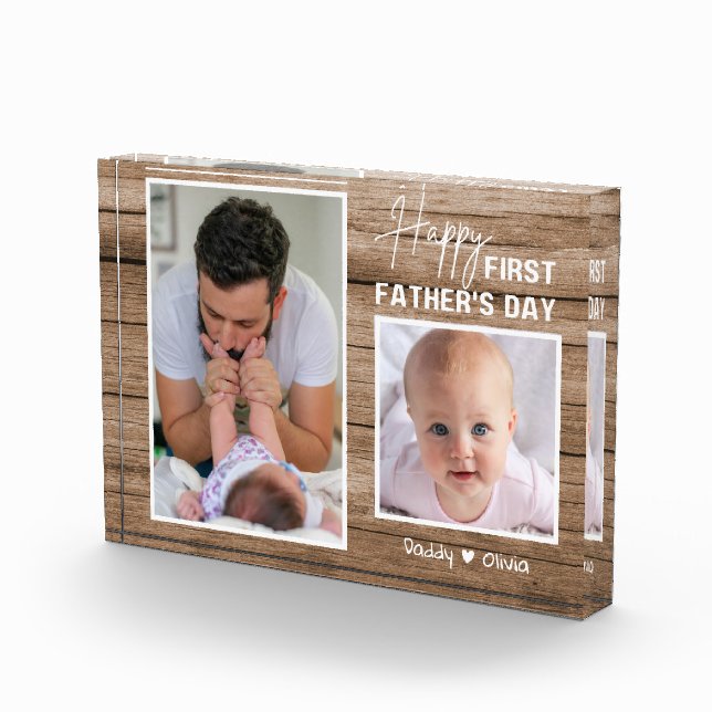 Happy First Father's Day New Dad Wood 2 Photo  (Right)