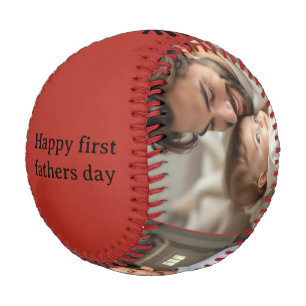 Happy first fathers day personalized name & photo  baseball