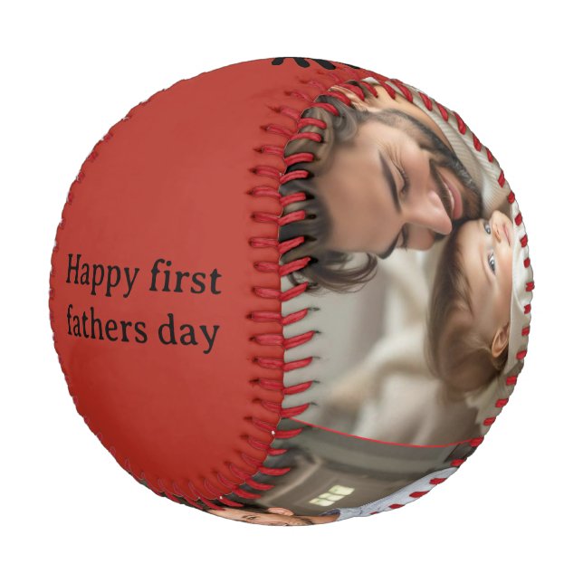 Happy first fathers day personalized name & photo  baseball (Angled)
