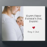 Happy First Father's day Photo Heart Custom Plaque<br><div class="desc">Celebrate the joy of fatherhood with our Simple Happy First Father's Day Custom Photo plaque! This charming easel plaque features a minimalist design, perfect for commemorating this special milestone. Personalize it with a cherished photo of the father and child to create a heartfelt keepsake. This serves as a timeless reminder...</div>