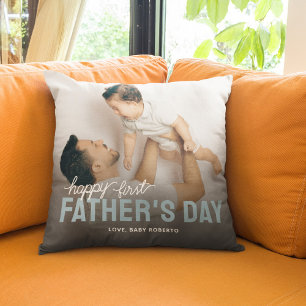 Happy First Fathers Day Photo Throw Pillow
