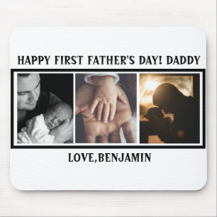 Happy First Father's Day Typography  Custom Photo  Mouse Pad