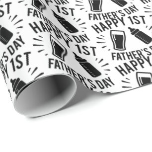 Happy First Father's Day word art Wrapping Paper