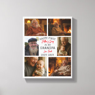 Happy First Grandpa Day Photo Collage Canvas Print