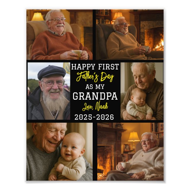Happy First Grandpa Day Photo Collage Print (Front)