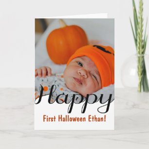 Happy First Halloween carte photo bébé personnalis