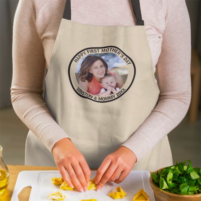 Happy First Mother’s Day Custom Photo & Text Apron (Creator Uploaded)