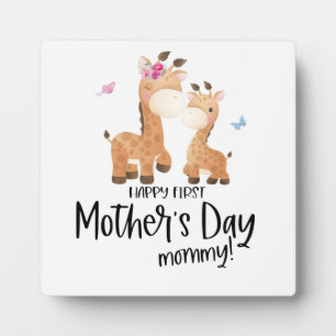 Happy First Mother’s Day 🦒 Giraffe + Butterflies Plaque