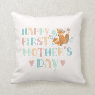 Happy First Mothers Day 1st Time Mom Boho  Throw Pillow