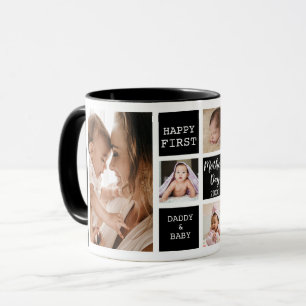 Happy First Mother's Day 5 Photo Collage Black Mug